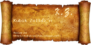 Kubik Zoltán névjegykártya